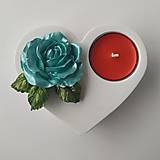 Svietidlá - Svietnik - srdce s ružou IIII - 16190438_