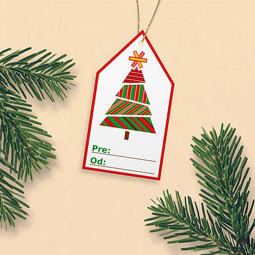 Menovka pestrý vianočný stromček geometrický - pásiky