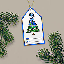Úložné priestory & Organizácia - Menovka vianočný stromček s líniami geometrický - trojuholníky - 16190072_