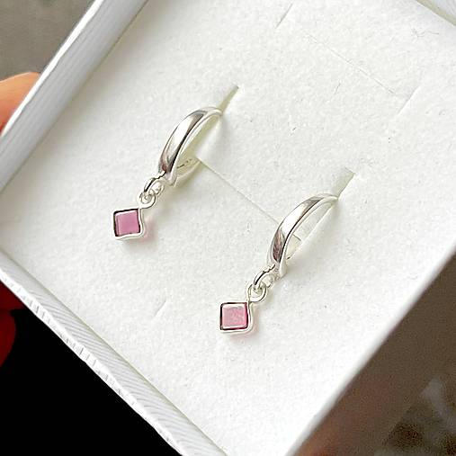 Tourmaline Rubelite Elegant AG925 Earrings / Strieborné náušnice s turmalínom rubelitom A0075