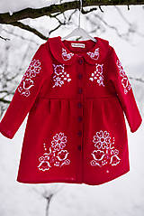 Detské oblečenie - Červený vyšívaný ľanový kabátik - 16192376_