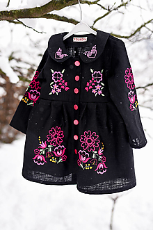 Detské oblečenie - Čierny vyšívaný ľanový kabátik - 16192365_