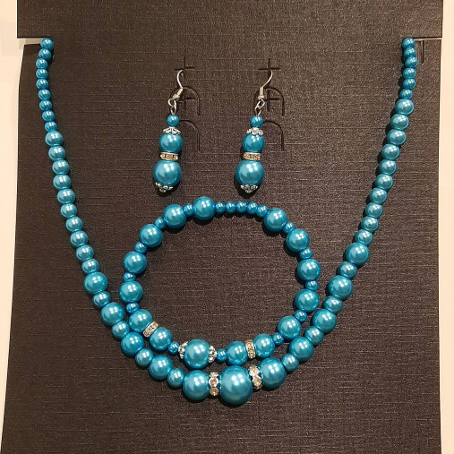Set-náhrdelník,náušnice a náramok (modrý tyrkys)