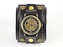 Náramky - Steampunk čierne náramkové hodinky - 16193559_