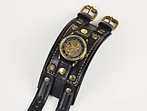 Náramky - Steampunk čierne náramkové hodinky - 16193560_