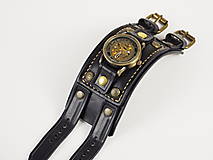 Náramky - Steampunk čierne náramkové hodinky - 16193561_