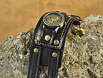 Náramky - Steampunk čierne náramkové hodinky - 16193563_