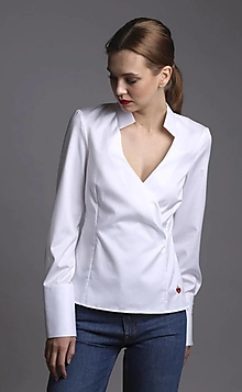Blúzky a košele - Bavlnená biela košeľa Anastazia - 16193865_