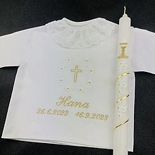 Detské oblečenie - Košieľka na krst k01 bielo zlatá a sviečka na krst S21 biela zlatá - 16192622_