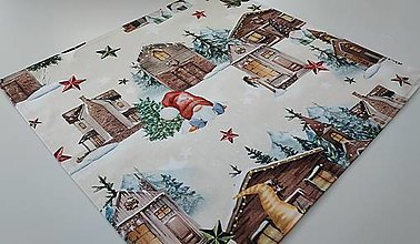Úžitkový textil - Vianočný obrus,,kostolíky,domčeky..." (60×60cm) - 16194915_
