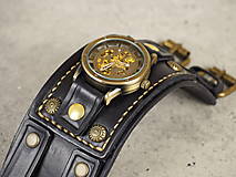 Náramky - Steampunk čierne náramkové hodinky - 16196441_