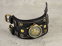 Náramky - Steampunk čierne náramkové hodinky - 16196442_