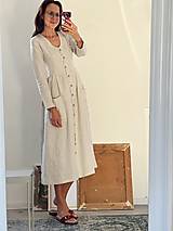 Šaty - Dámske ľanové šaty LUISA dlhý rukáv - 16195096_
