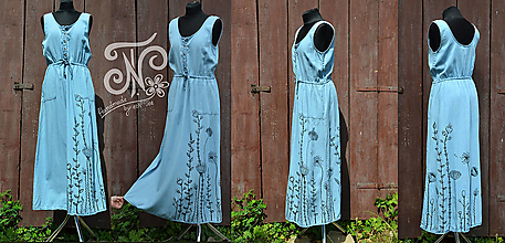 Šaty - Ručne maľované šaty- lúčne kvety ( 100% TENCEL) - 16197853_
