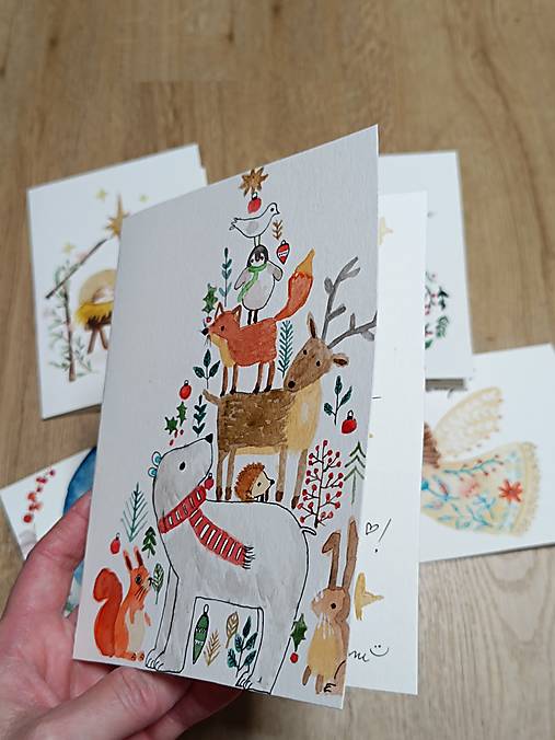 Papiernictvo - Vianočná pohľadnica/pozdrav stromček - 16197192_