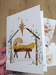 Papiernictvo - Vianočná pohľadnica/pozdrav Jezuliatko - 16197152_