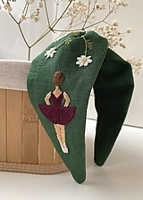 Čiapky, čelenky, klobúky - Kvetinová ľanova čelenka s baletkou - 16195675_