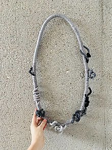Náhrdelníky - Lanový náhrdelník čierno-šedý #5 - 16199909_