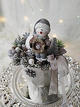 Dekorácie - Vianočný aranžmán so snehuliakom - 16202656_