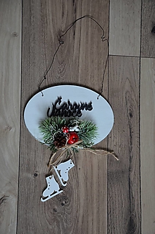 Dekorácie - tabuľka na dvere vianočná/zimná - 16202782_