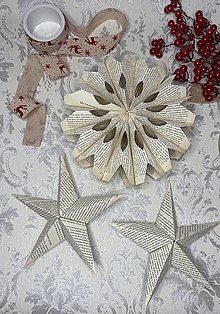 Dekorácie - Papierové hviezdy - Vintage (Set 2 hviezdy a kruh) - 16200826_