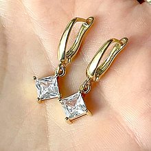 Náušnice - Zircone Gold Plated Earrings / Pozlátené náušnice na strieborných AG925 pozlátených zapínaniach so zirkónmi E001 - 16204456_