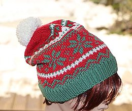Čiapky, čelenky, klobúky - Vianočná merino čiapka - nórsky vzor - 16203913_