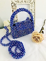 Kabelky - Modrá kabelka  z korálok - 16204221_