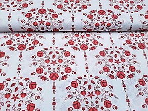 Textil - Folklórna látka červené veľké kvety - 16206110_