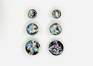 Náušnice - Recyklované CD Minis - malé čierne okrúhle napichovacie náušnice - 16205741_