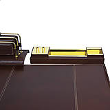 Papiernictvo - Stolový kancelársky set z pravej kože v tmavo hnedej farbe - 16204704_
