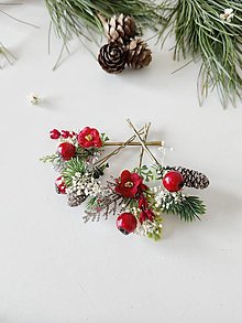 Ozdoby do vlasov - Vianočné sponky "kvet Vianoc"  (Set štyroch sponiek) - 16206160_