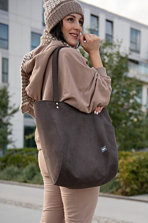 Veľké tašky - Elegantní kabelka MANA MANA Diva Hnědá - 16203493_