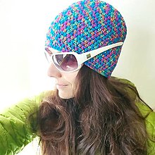 Čiapky, čelenky, klobúky - Zimná háčkovaná čiapka - farebný mix - 16204105_