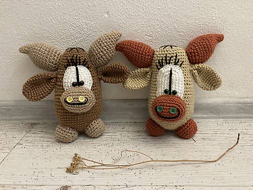 Hračky -  háčkované kravky/ bežové/ - 16203813_