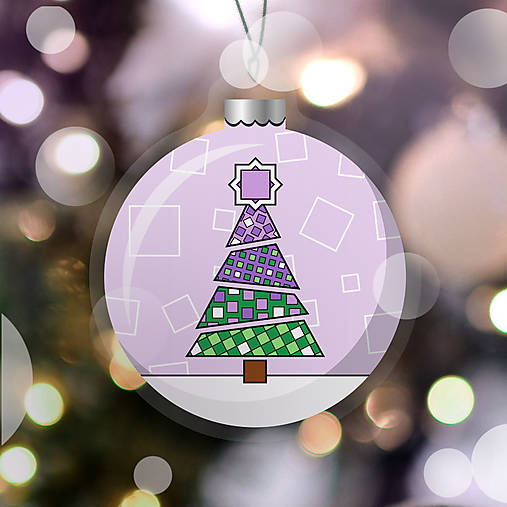 Papierová laminovaná vianočná guľa geometrický vianočný stromček s líniami - štvorce