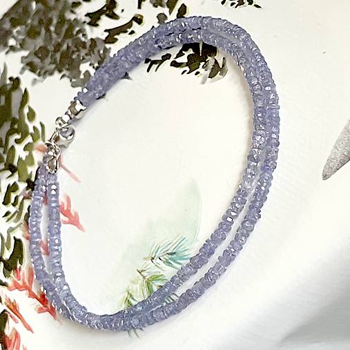 Luxury Tanzanite AG925 Rhodium plated Necklace / Náhrdelník tanzanit, striebro ródiované,