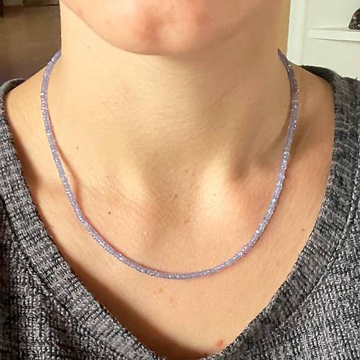 Luxury Tanzanite AG925 Rhodium plated Necklace / Náhrdelník tanzanit, striebro ródiované,