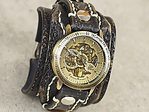 Náramky - Dámske steampunk hodinky čierne - 16208808_
