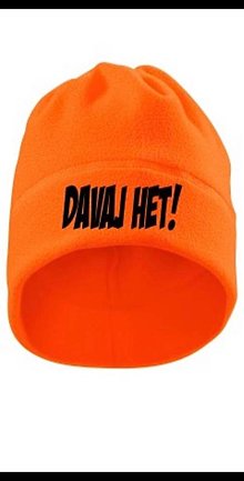 Čiapky, čelenky, klobúky - flisová čiapka s nákrčníkom 2 v 1 (Oranžová DAVAJ HET!) - 16208825_