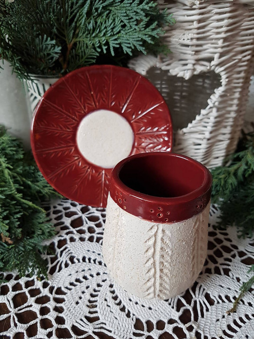 Nádoby - HotWine Cherry šalka do rúk s tanierikom - 16207257_