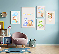 Grafika - Sada 5 Plagátov MACKOVIA do detskej izby, art print, obraz do detskej izby - 16208153_