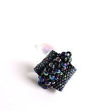 Prstene - Korálkový prstienok čierny - 16206691_