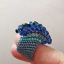Prstene - Korálkový prstienok modrozelený - 16206706_