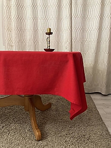 Úžitkový textil - Ľanový Obrus na stôl /červený/ - 16211355_