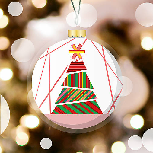 Papierová laminovaná vianočná guľa geometrický vianočný stromček chaos - pásiky