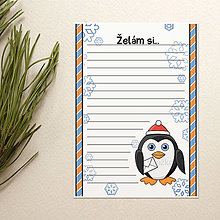 Papiernictvo - Postavička a lá gulička - vianočný list - tučniak (pásiky) (digitálny) - 16210325_