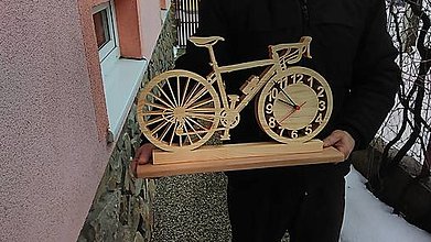 Hodiny - 50 cm drevený bicykel s hodinami - hrúbka 2,7 cm - 16212853_
