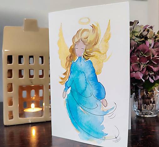 Papiernictvo - Vianočná pohľadnica, obrázok Anjel - 16213436_