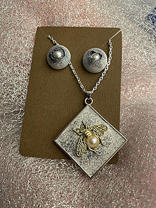Sady šperkov - 50% ZĽAVA - Betonový náhrdelník a náušnice v dárkovém setu - 16214435_